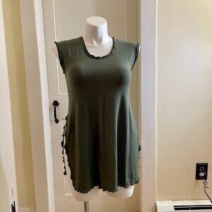 NWT Angelrox Sleeveless 'Doublet' Tunic Tank | Moss Green | Size "Joy" ( L/XL)
